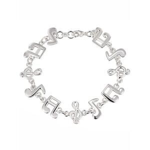 Musical Notes Sterling Silver Plated Charm Bracelet